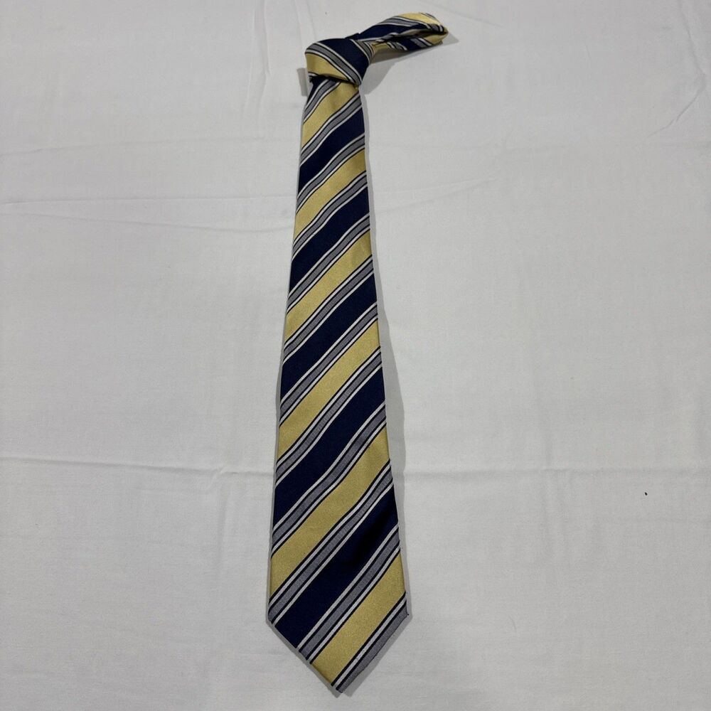 Trump Signature Collection Necktie 100% Silk Yellow-Gold, Blue/white Stripe Tie